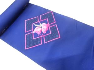 アンティーク　いづくら製　菱に花模様織り出し　名古屋帯地反物